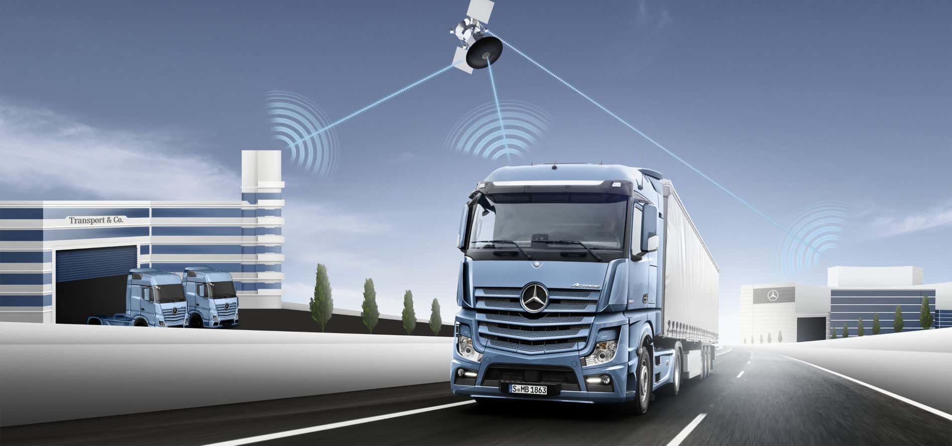 Image illustration camion Mercedes connectés