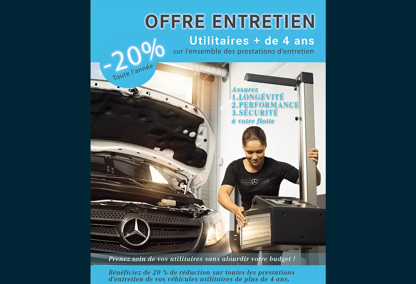 Offre Entretien Utilitaires Mercedes-Benz + de 4 ans : -20% sur l’ensemble de vos prestations
