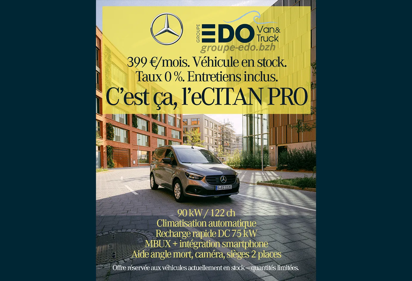Offre utilitaire électrique : Mercedes‑Benz eCitan Fourgon Long Pro à taux 0 %