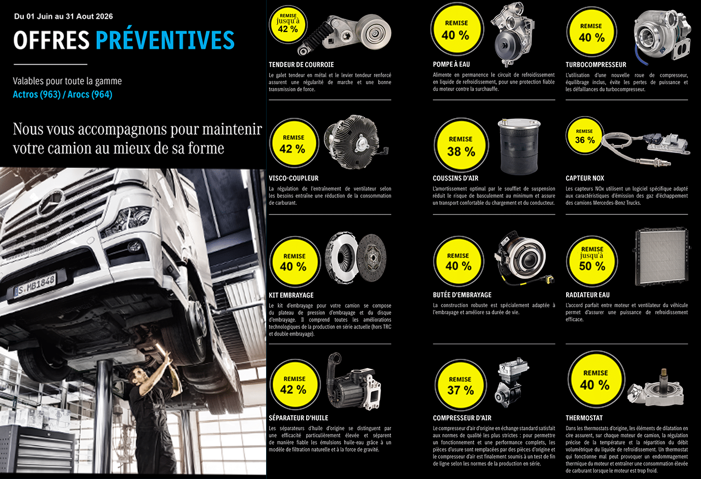 Plus de 10 Pièces détachées camion en promotion exceptionnelle : performance et économies