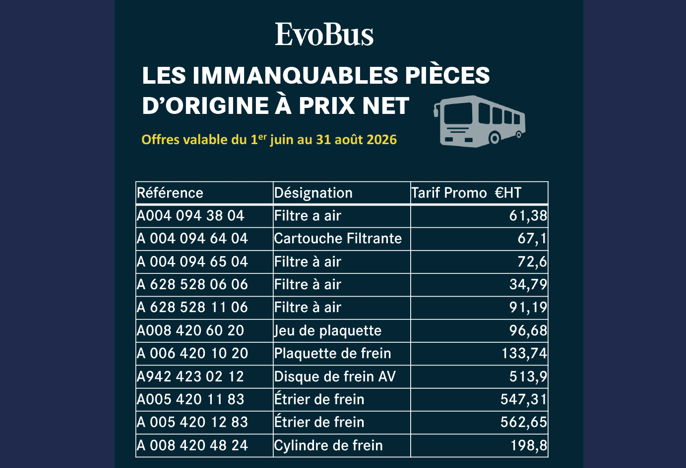 Profitez des pièces d’origine Mercedes-Benz dédiées aux bus à prix net avec le groupe EDO.