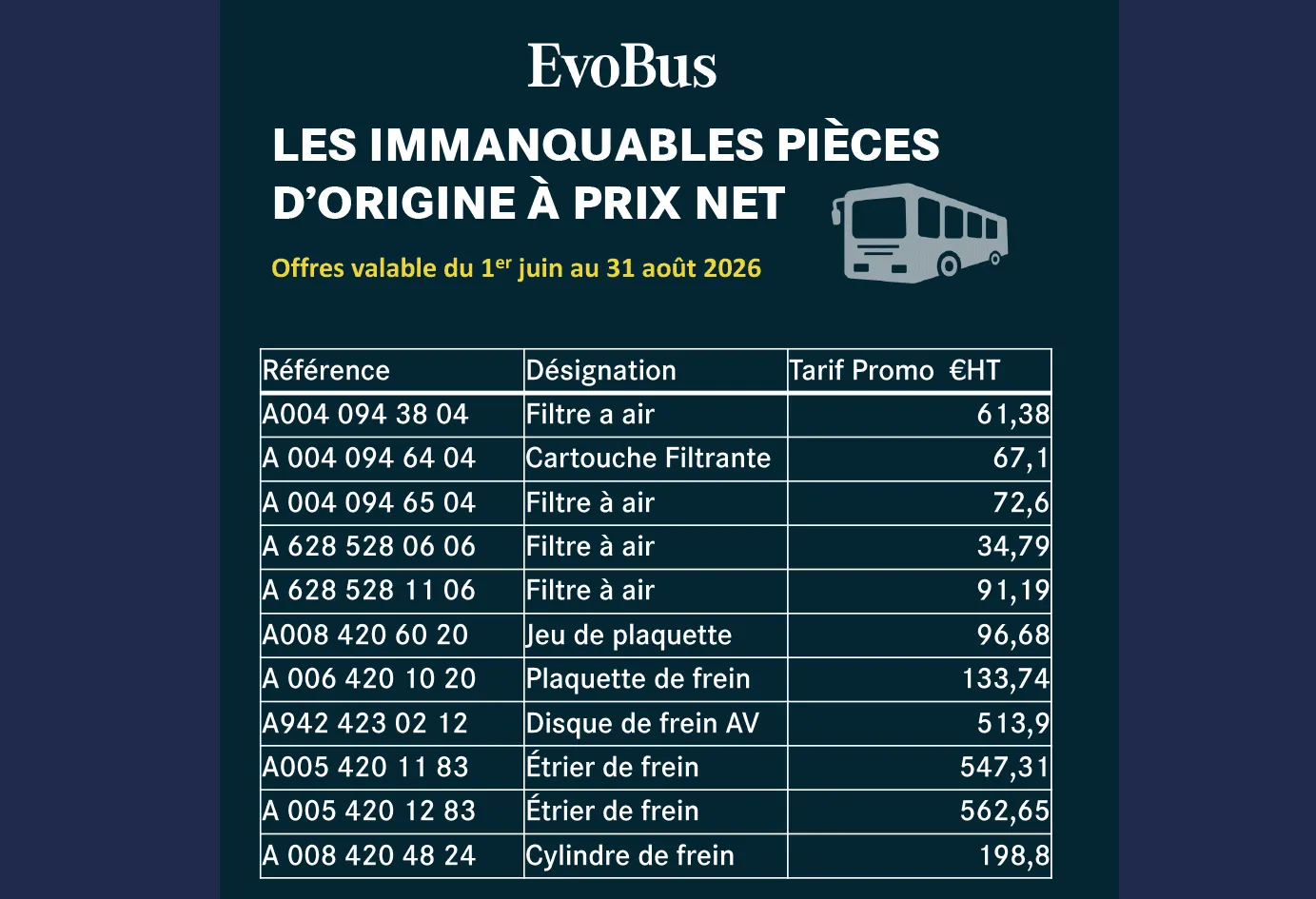 Profitez des pièces d’origine Mercedes-Benz dédiées aux bus à prix net avec le groupe EDO.